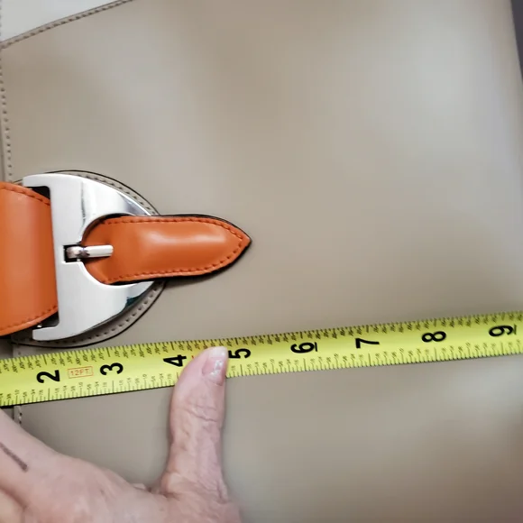 NICOLI Tan and Orange Satchel with Structured Design - Picture 6 of 16